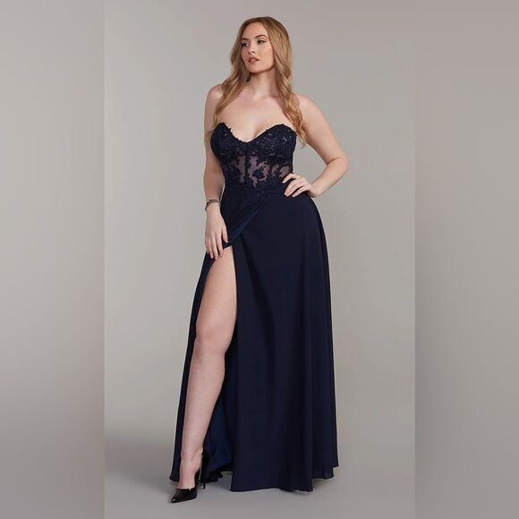 NWT Promgirl Sheer-Bodice Long  Sweetheart Prom Dress size 6 - Picture 3 of 13